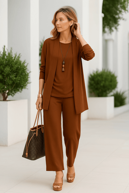 Women's Pant Set with Sleeveless Vest and Matching Top – Chic Versatile Outfit for Any Occasion 1