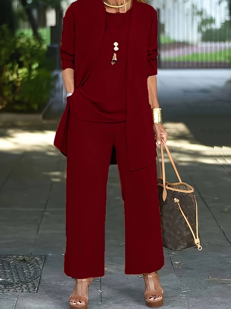 Women's Pant Set with Sleeveless Vest and Matching Top – Chic Versatile Outfit for Any Occasion 3