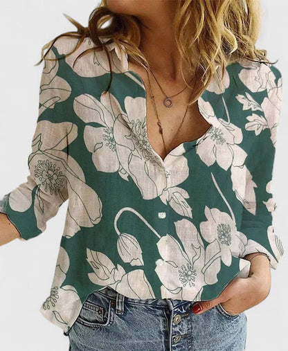 Women's relaxed fit button-down shirt featuring a classic collar, crafted from versatile soft fabric, available in multiple colors for effortless style and comfort. 3