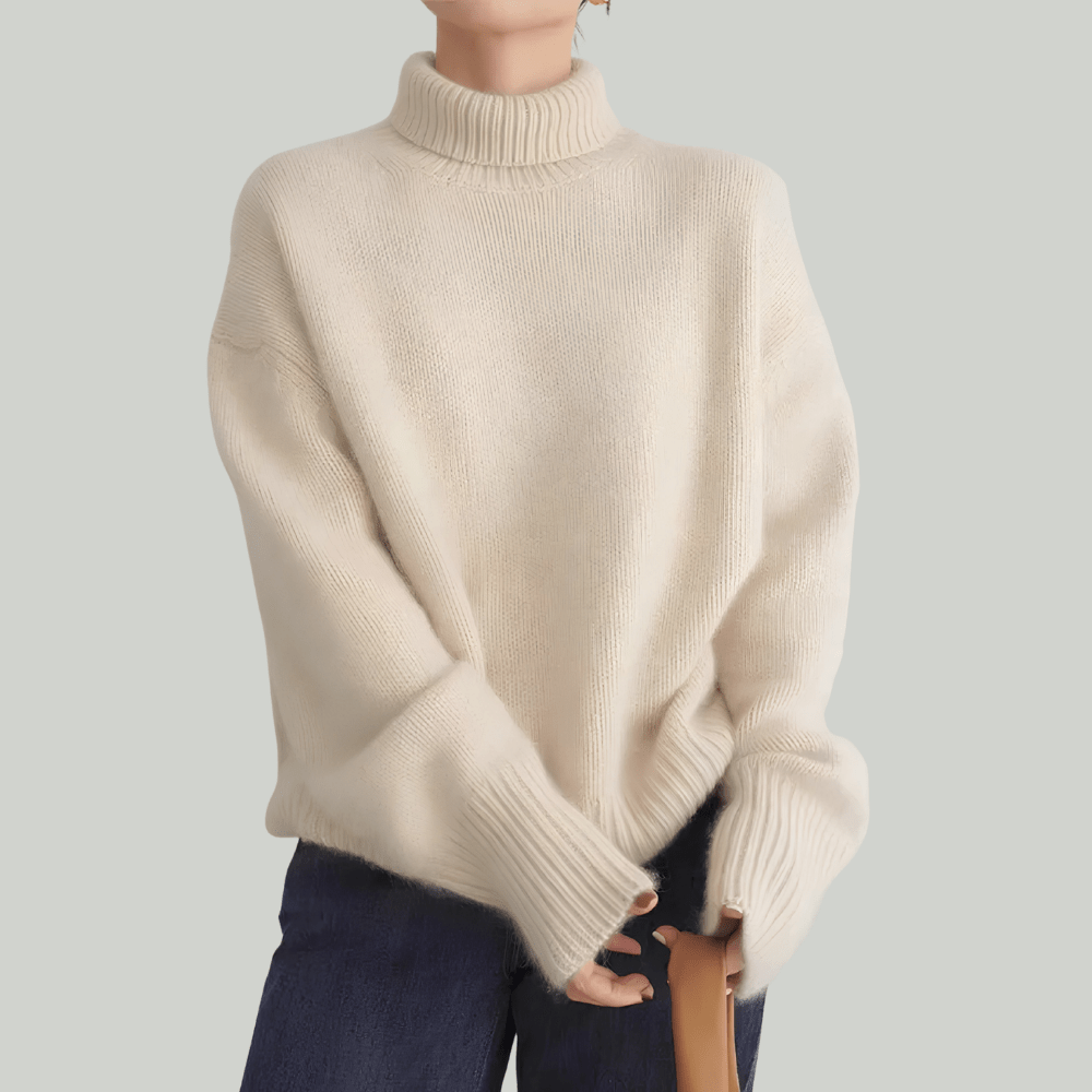 Women's ribbed knit turtleneck sweater, cozy pullover design available in multiple colors, perfect for stylish layering in colder weather. 0