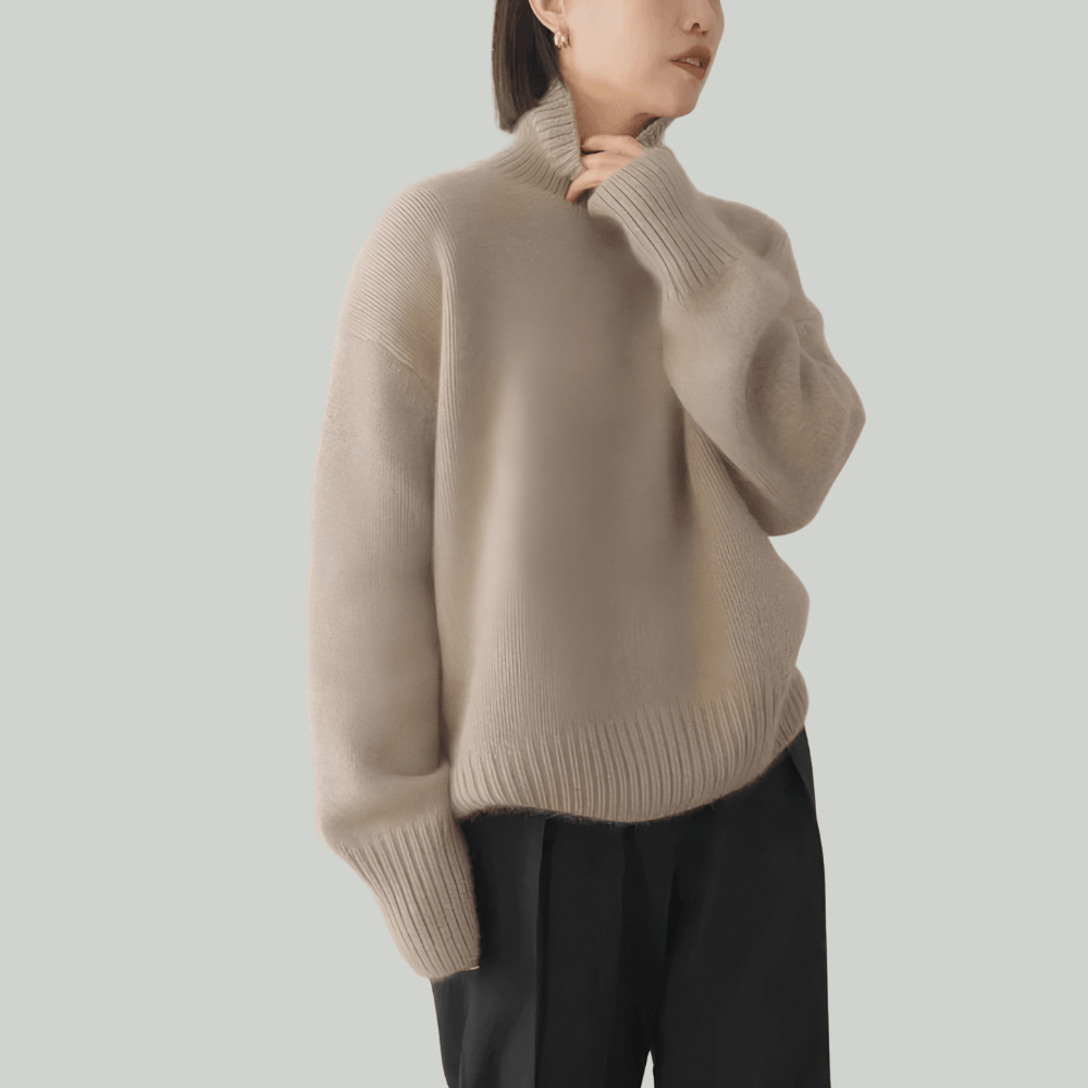 Women's ribbed knit turtleneck sweater, cozy pullover design available in multiple colors, perfect for stylish layering in colder weather. 4