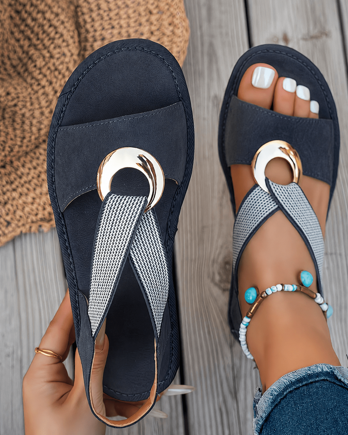 Women's sandals featuring a cushioned footbed and adjustable buckle, designed with a low wedge and open toe for comfort and style. 0