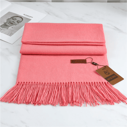 Women's cashmere scarf with tassels, available in 10 colors, measuring 190x68cm, perfect cozy winter accessory for warmth and style. 6