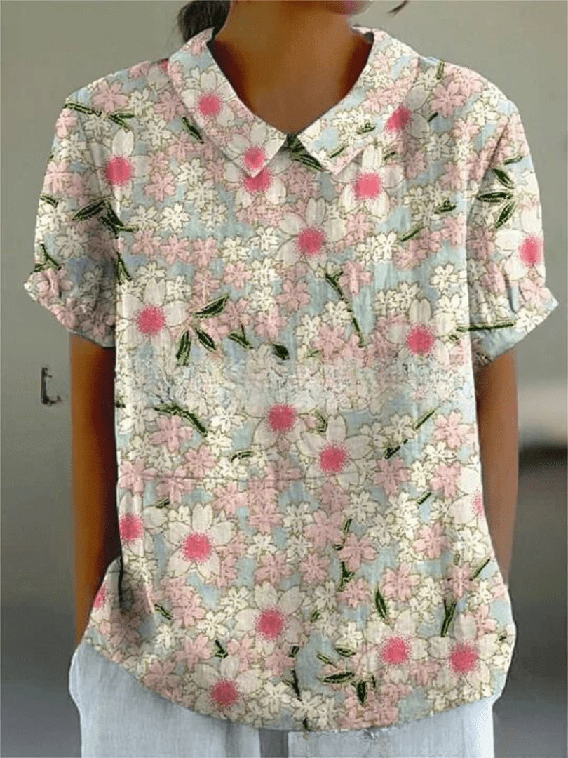 Womens Shirt with Playful Floral Print in Soft Lightweight Fabric – Casual Loose Fit Top 6