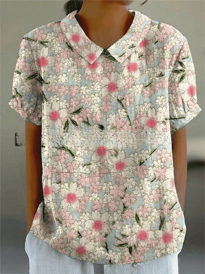 Womens Shirt with Playful Floral Print in Soft Lightweight Fabric – Casual Loose Fit Top 6