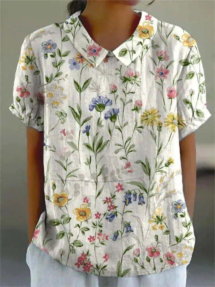 Womens Shirt with Playful Floral Print in Soft Lightweight Fabric – Casual Loose Fit Top 1