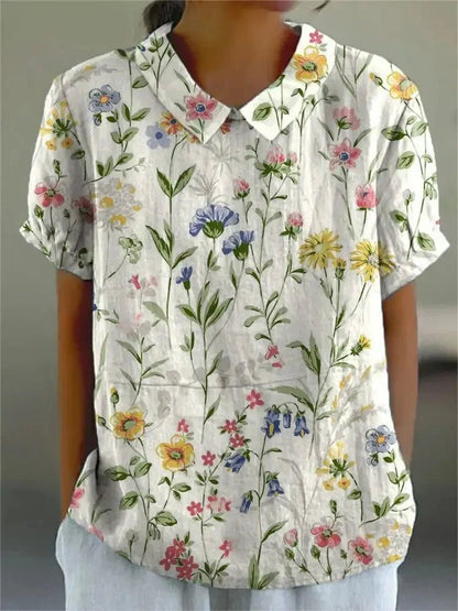 Womens Shirt with Playful Floral Print in Soft Lightweight Fabric – Casual Loose Fit Top 1