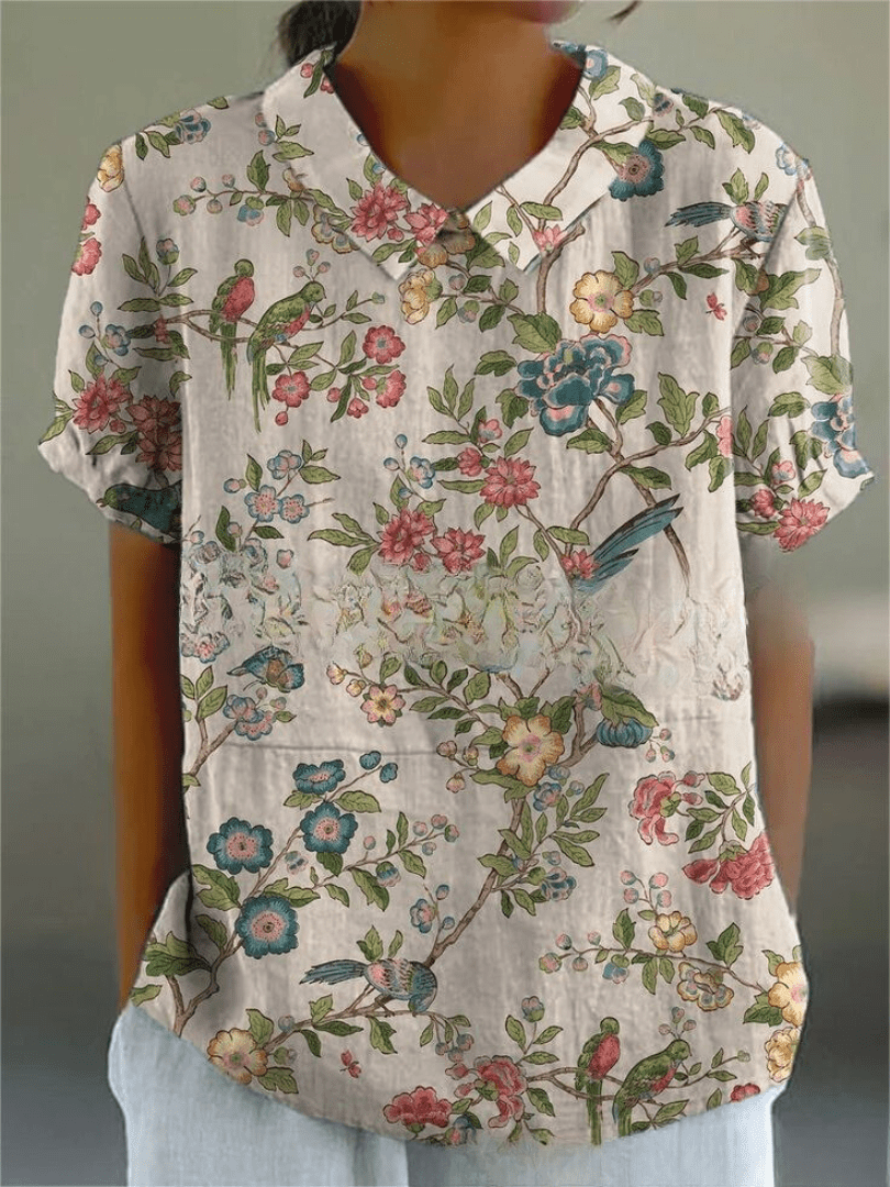 Womens Shirt with Playful Floral Print in Soft Lightweight Fabric – Casual Loose Fit Top 12