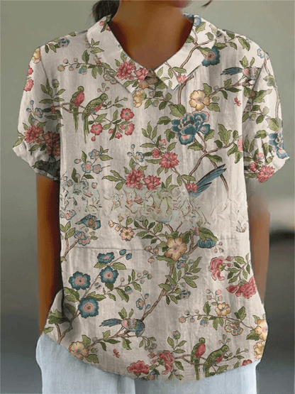 Womens Shirt with Playful Floral Print in Soft Lightweight Fabric – Casual Loose Fit Top 12