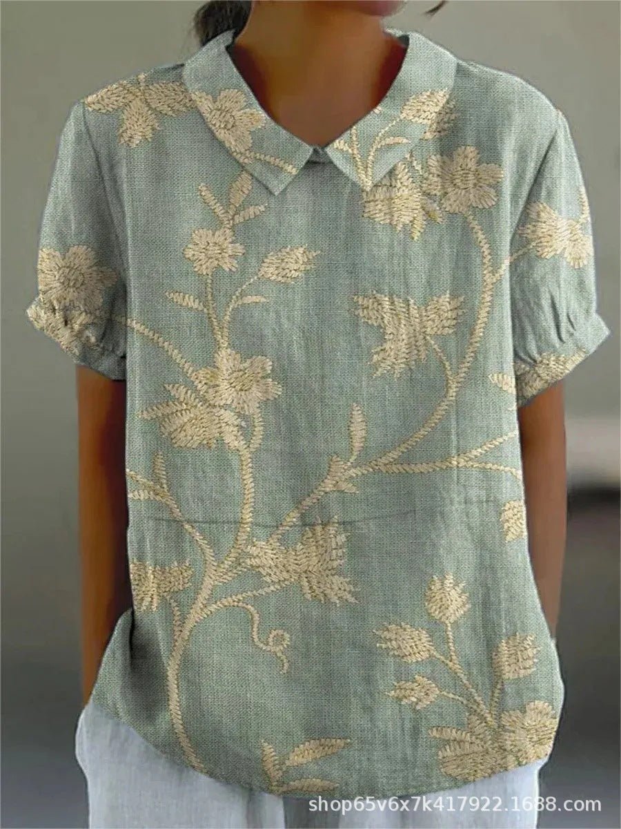 Womens Shirt with Playful Floral Print in Soft Lightweight Fabric – Casual Loose Fit Top 0