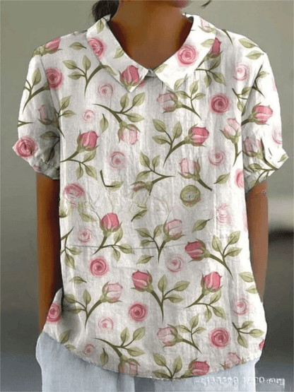 Womens Shirt with Playful Floral Print in Soft Lightweight Fabric – Casual Loose Fit Top 7