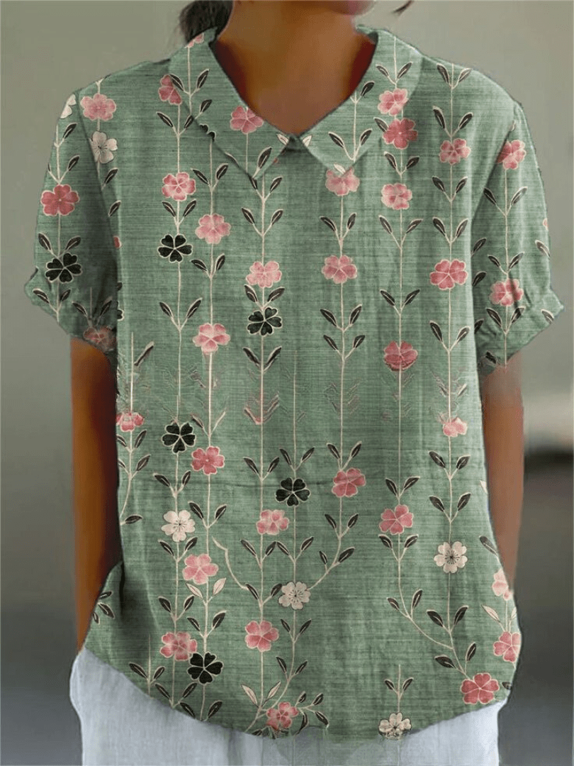 Womens Shirt with Playful Floral Print in Soft Lightweight Fabric – Casual Loose Fit Top 13