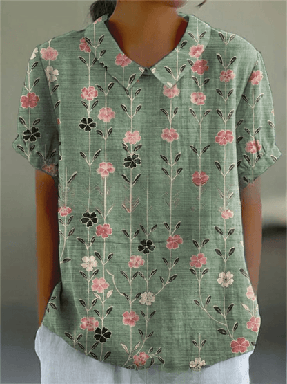 Womens Shirt with Playful Floral Print in Soft Lightweight Fabric – Casual Loose Fit Top 13