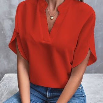 Women's short sleeve blouse made from lightweight polyester, perfect for summer wear, featuring a stylish design and versatile fit suitable for various occasions. 5