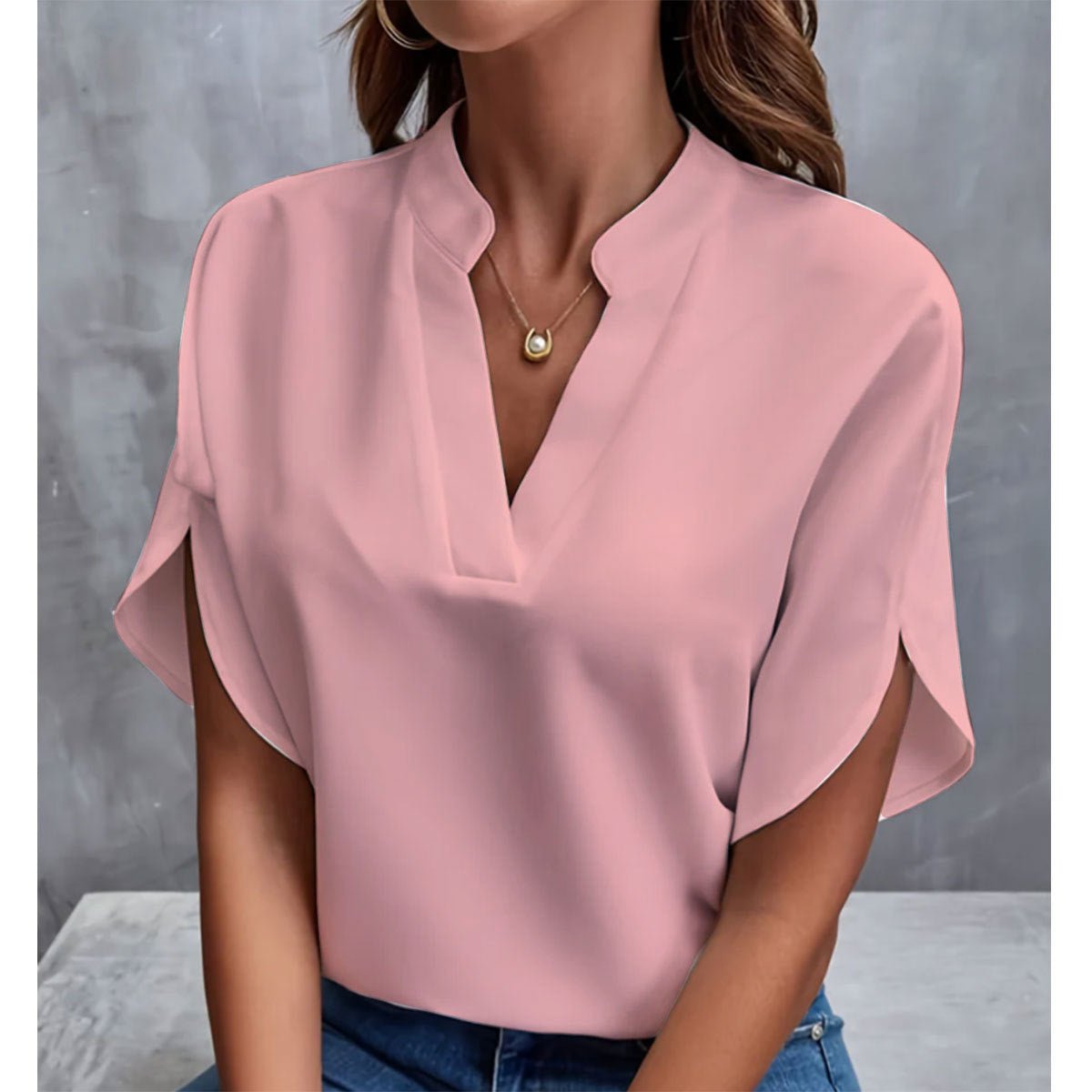 Women's short sleeve blouse made from lightweight polyester, perfect for summer wear, featuring a stylish design and versatile fit suitable for various occasions. 1