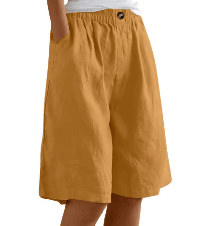 Womens shorts with elastic waistband in breathable fabric, mid-thigh length design for all-day comfort and versatility. 9