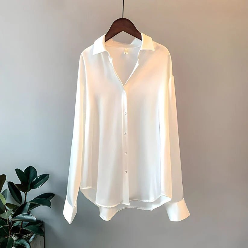 Women's Silk Blouse with Relaxed Fit and Classic Design – Elegant Long Sleeve Top 3