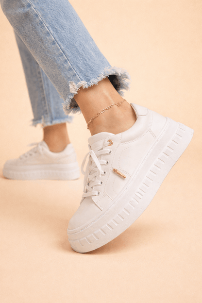Women's Sneakers with Plateau Sole for All-Day Comfort – Stylish White Design in Premium Materials 3