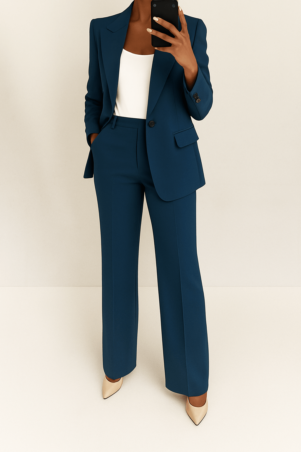 Women's two-piece suit set featuring a flattering fit, crafted from a versatile polyester blend, available in multiple colors, perfect for professional or casual occasions. 6