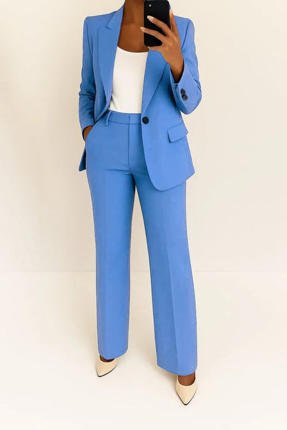 Women's two-piece suit set featuring a flattering fit, crafted from a versatile polyester blend, available in multiple colors, perfect for professional or casual occasions. 0