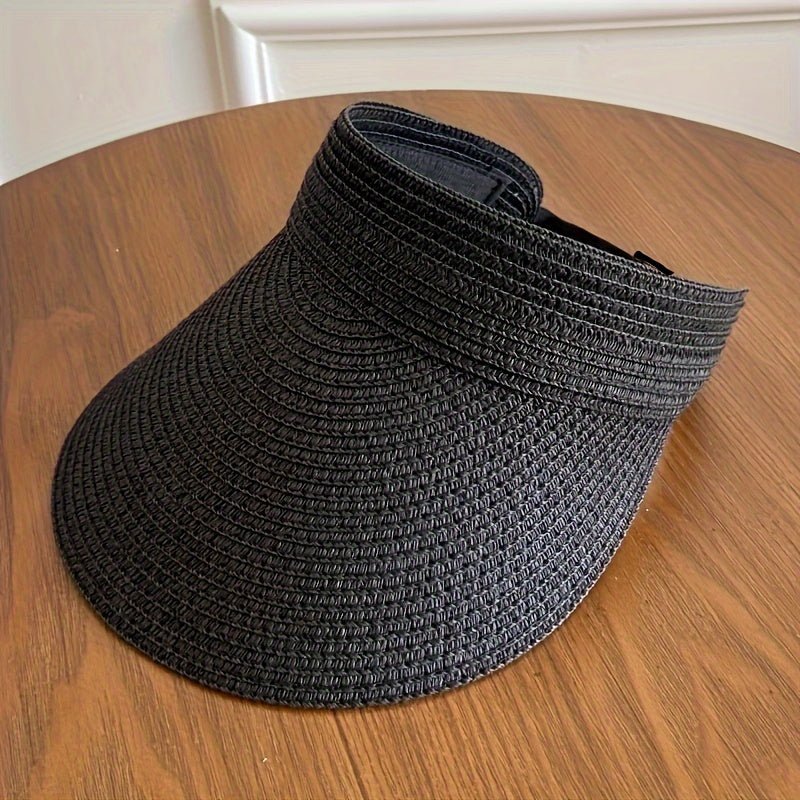Women's sun visor with a wide brim for UV protection, featuring an adjustable and lightweight foldable design, perfect for outdoor activities and sunny days. 7
