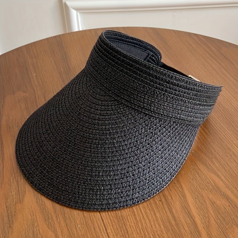 Women's sun visor with a wide brim for UV protection, featuring an adjustable and lightweight foldable design, perfect for outdoor activities and sunny days. 6