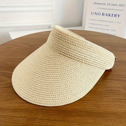 Women's sun visor with a wide brim for UV protection, featuring an adjustable and lightweight foldable design, perfect for outdoor activities and sunny days. 8