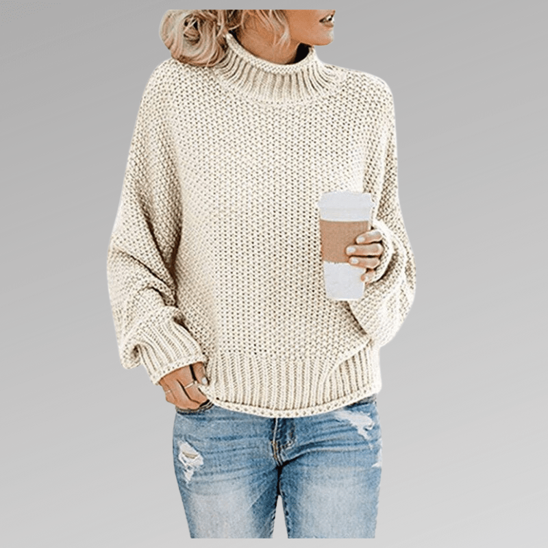 Women's orange high-neck sweater featuring a soft cozy knit and draped fit, perfect for stylish layering in cooler weather. 7