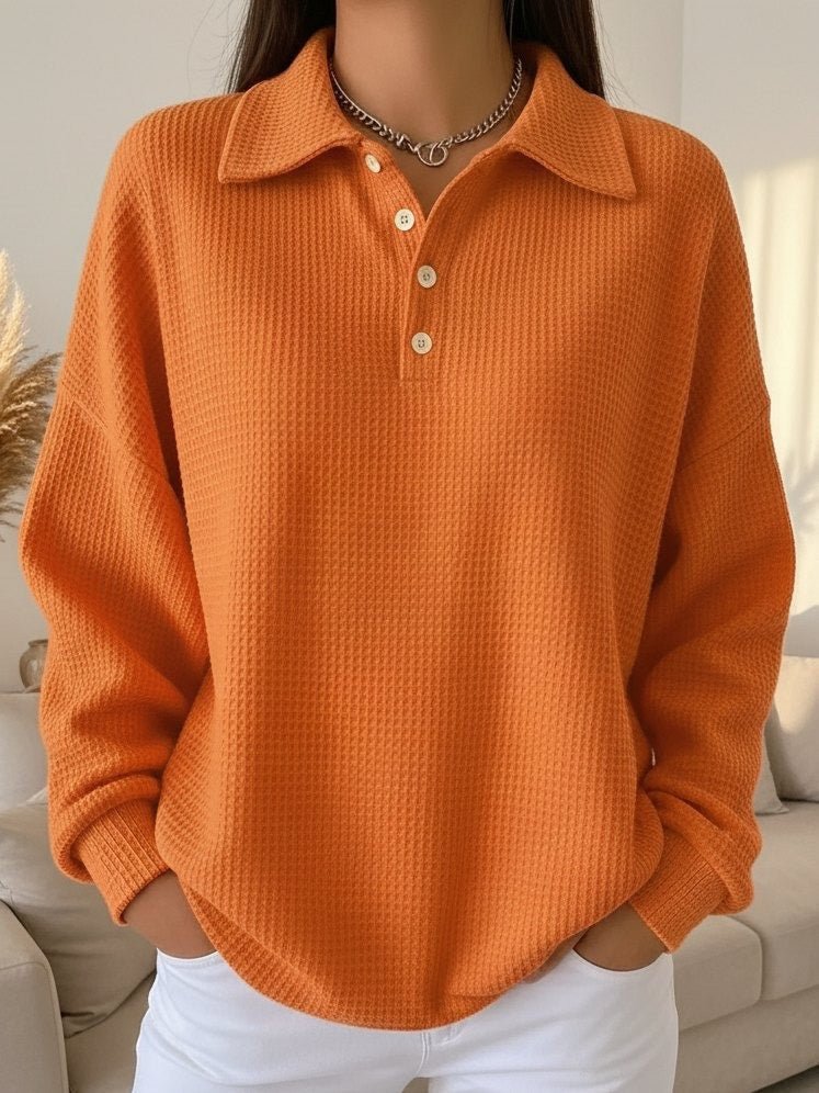Women's sweater featuring a stylish polo collar and stretch knit design, perfect for both casual outings and office wear, showcasing elegant soft fabric and comfortable fit. 1