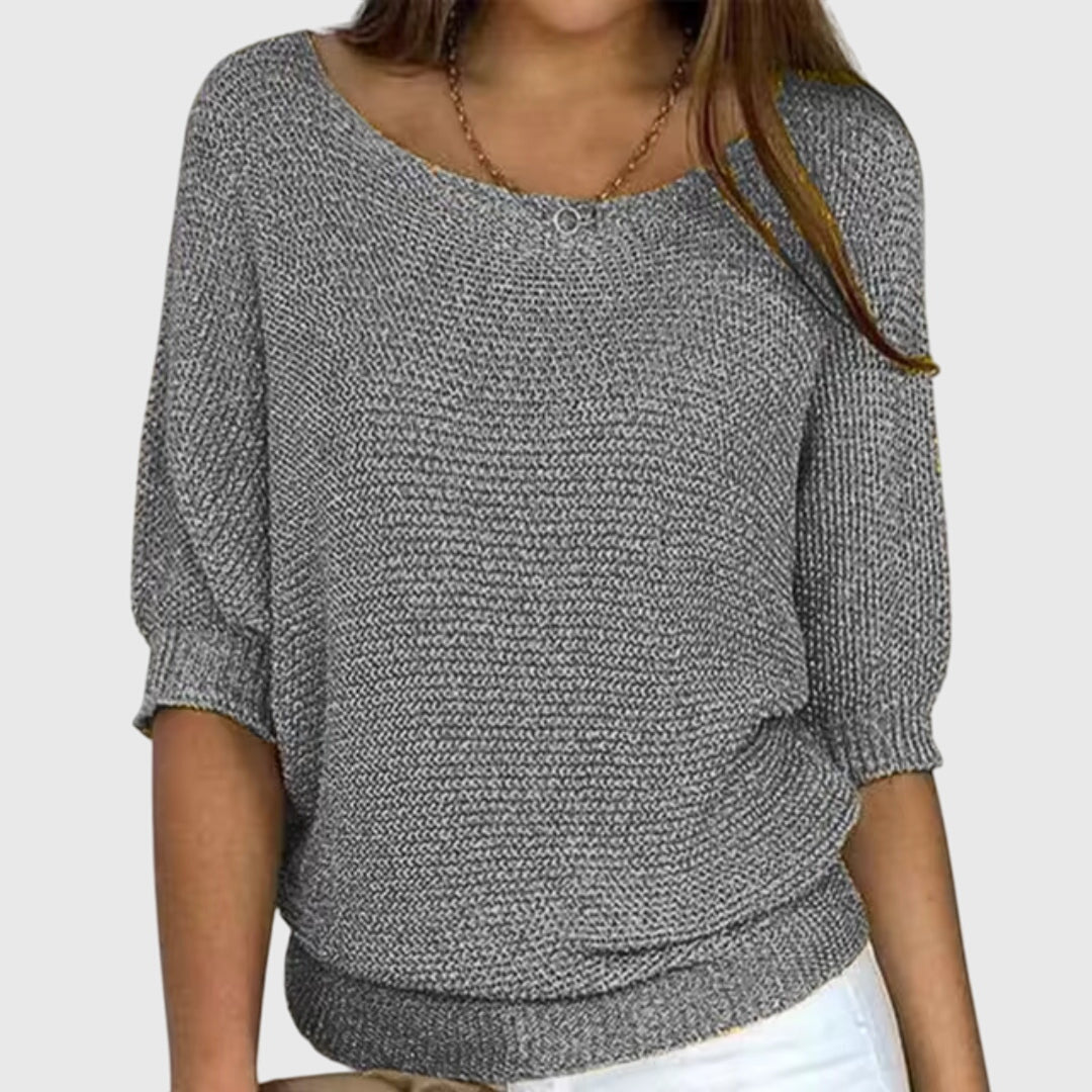 Women's beige sweater featuring a relaxed fit and soft smooth texture, perfect for versatile styling in any casual wardrobe. 6