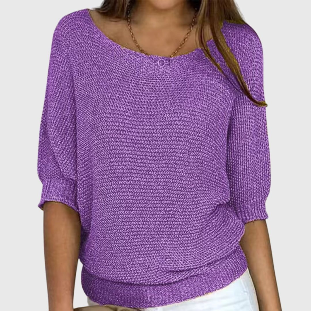 Women's beige sweater featuring a relaxed fit and soft smooth texture, perfect for versatile styling in any casual wardrobe. 7