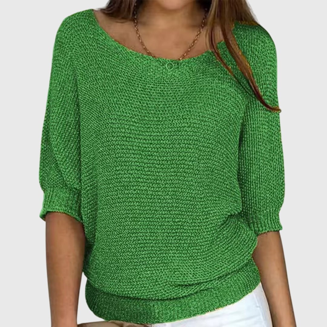 Women's beige sweater featuring a relaxed fit and soft smooth texture, perfect for versatile styling in any casual wardrobe. 5