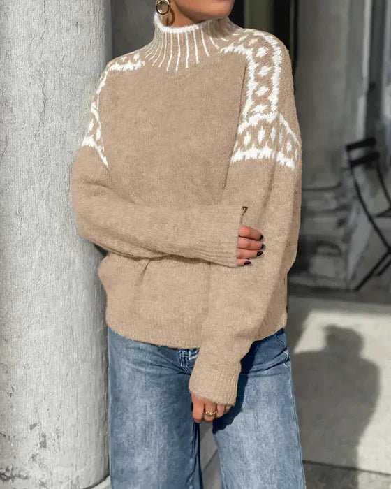 Women's gray sweater featuring a soft brushed interior, made from double-knit waffle fabric, designed for a relaxed elegant fit. 7