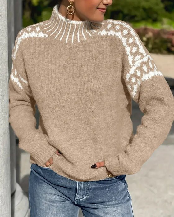 Women's gray sweater featuring a soft brushed interior, made from double-knit waffle fabric, designed for a relaxed elegant fit. 1