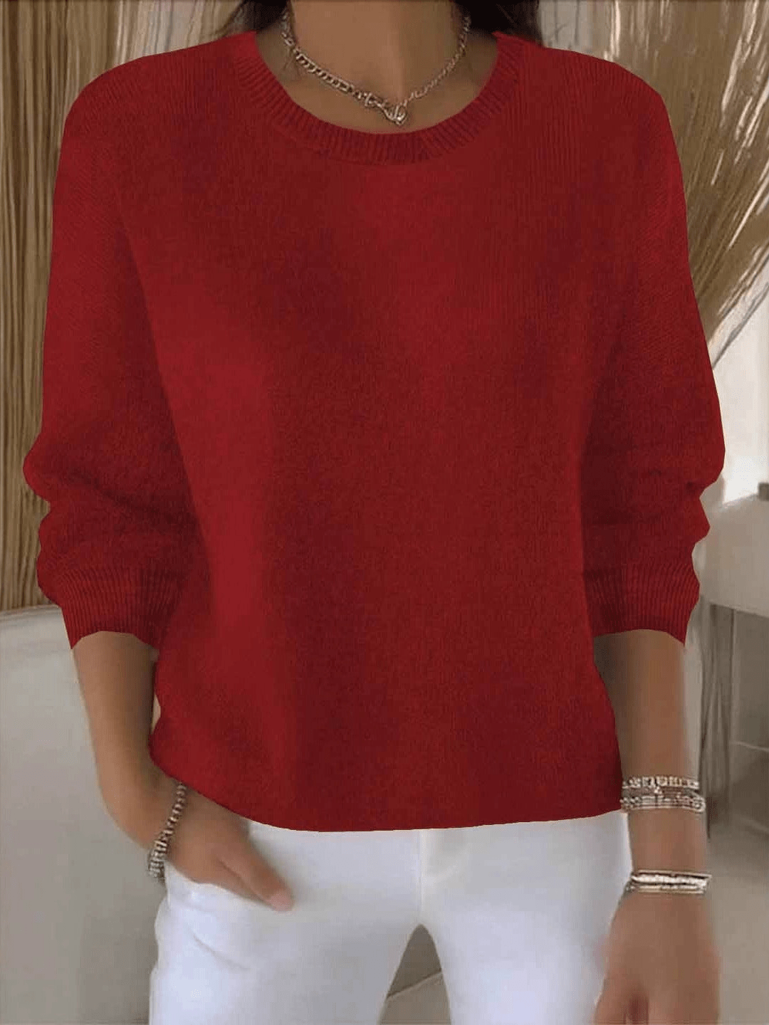 Women's yellow sweater featuring a soft and warm fabric, designed for cozy everyday wear with an elegant style. 9