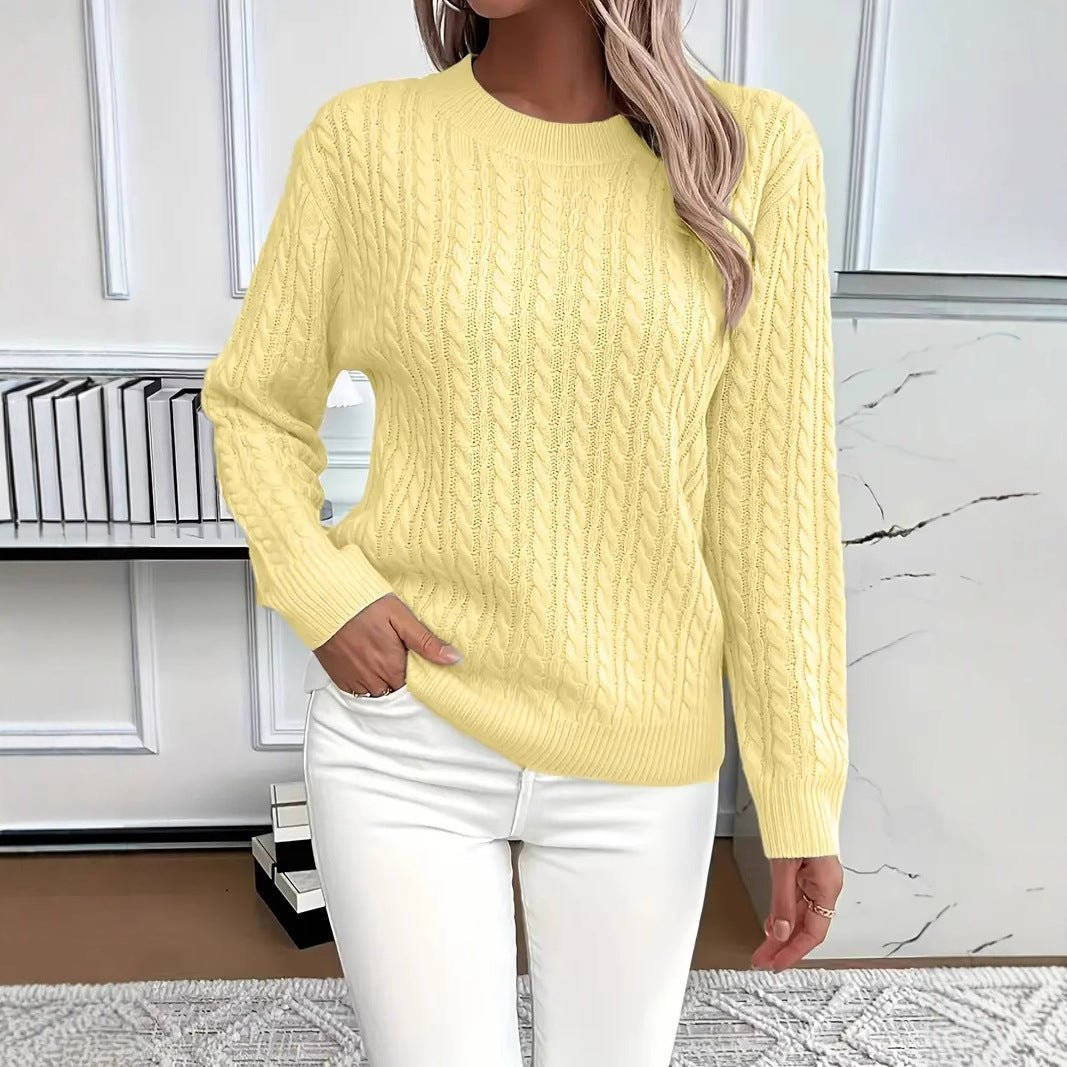 Elegant women's sweater featuring a twist neckline, long sleeves, and a solid color design, perfect for stylish layering in cooler weather. 4
