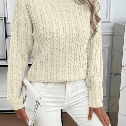 Elegant women's sweater featuring a twist neckline, long sleeves, and a solid color design, perfect for stylish layering in cooler weather. 11