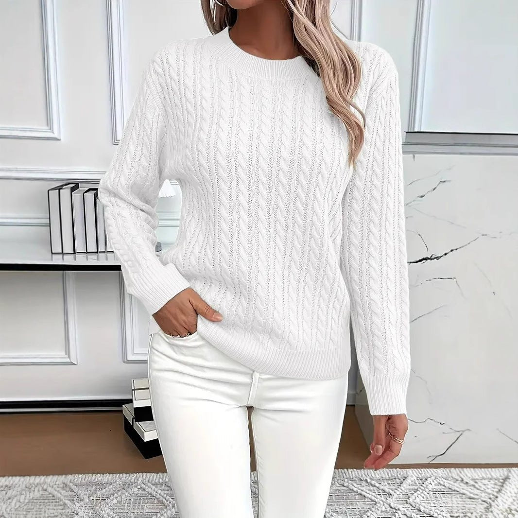 Elegant women's sweater featuring a twist neckline, long sleeves, and a solid color design, perfect for stylish layering in cooler weather. 5