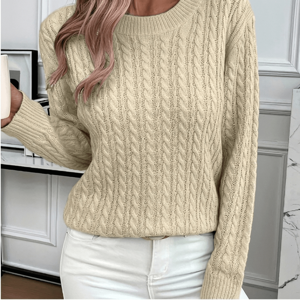 Elegant women's sweater featuring a twist neckline, long sleeves, and a solid color design, perfect for stylish layering in cooler weather. 9
