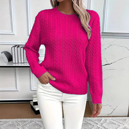 Elegant women's sweater featuring a twist neckline, long sleeves, and a solid color design, perfect for stylish layering in cooler weather. 10