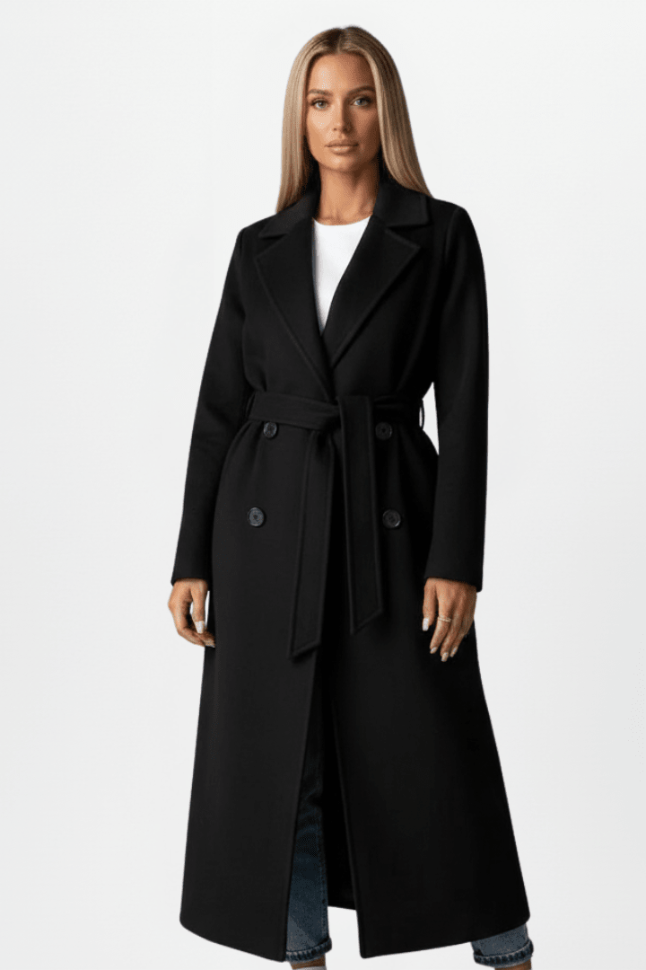 Women's trench coat with belt and double-breasted front, featuring a chic mid-length design suitable for both casual and formal wear. 7