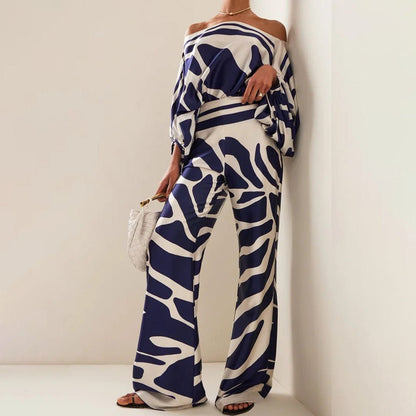 Women's Two-Piece Set with Off-Shoulder Lantern Sleeves – Chic Breathable Summer Outfit 4