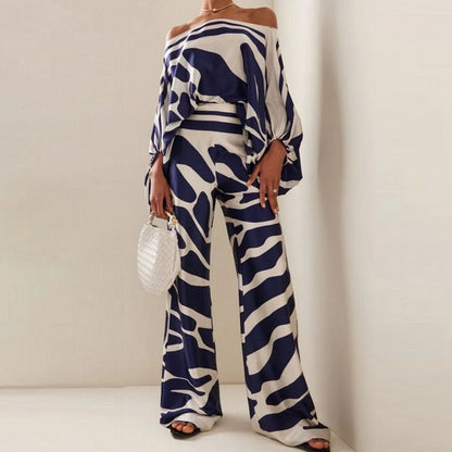 Women's Two-Piece Set with Off-Shoulder Lantern Sleeves – Chic Breathable Summer Outfit 9