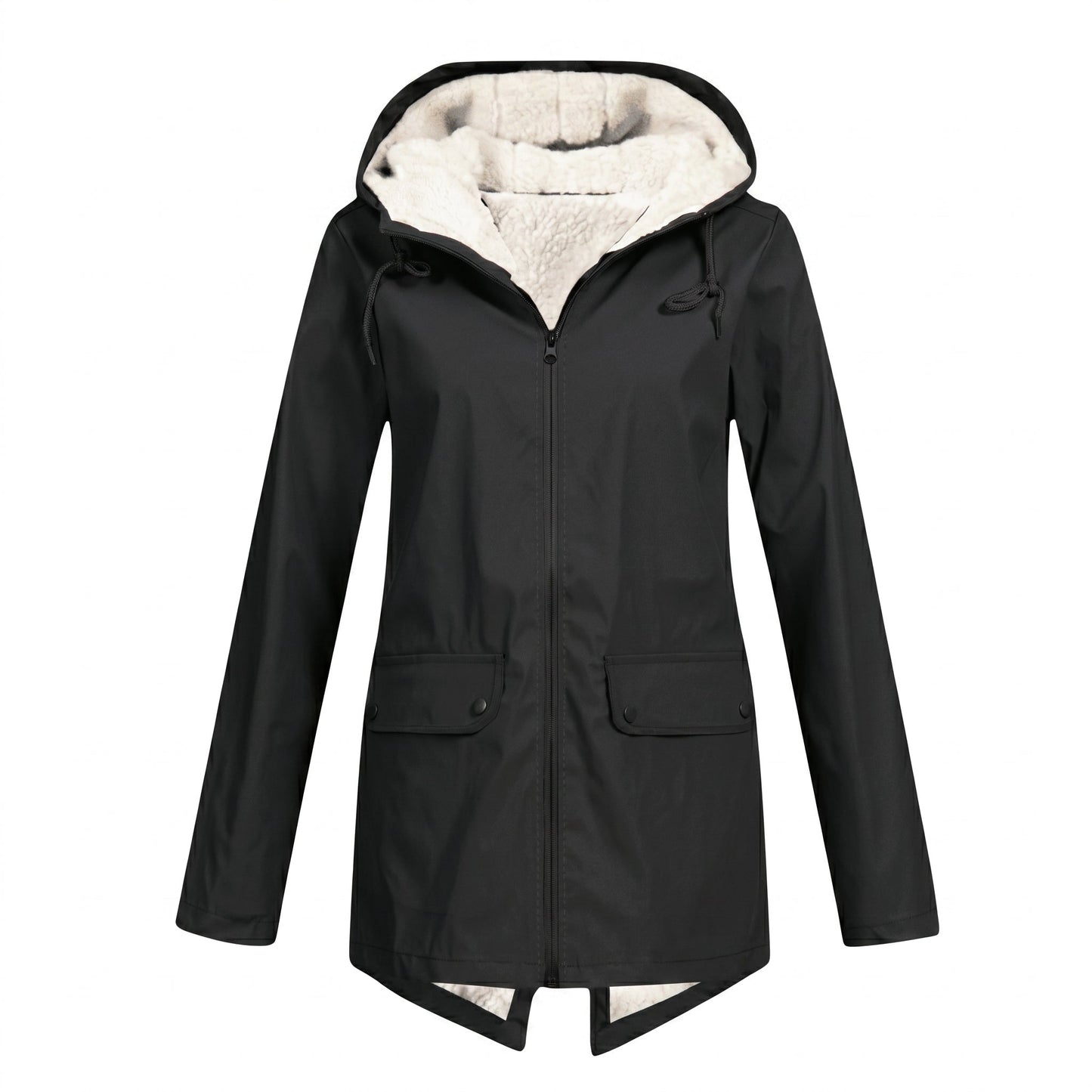 Women's waterproof rain jacket featuring an adjustable hood, designed for windproof and breathable comfort, perfect for everyday wear in all weather conditions. 4