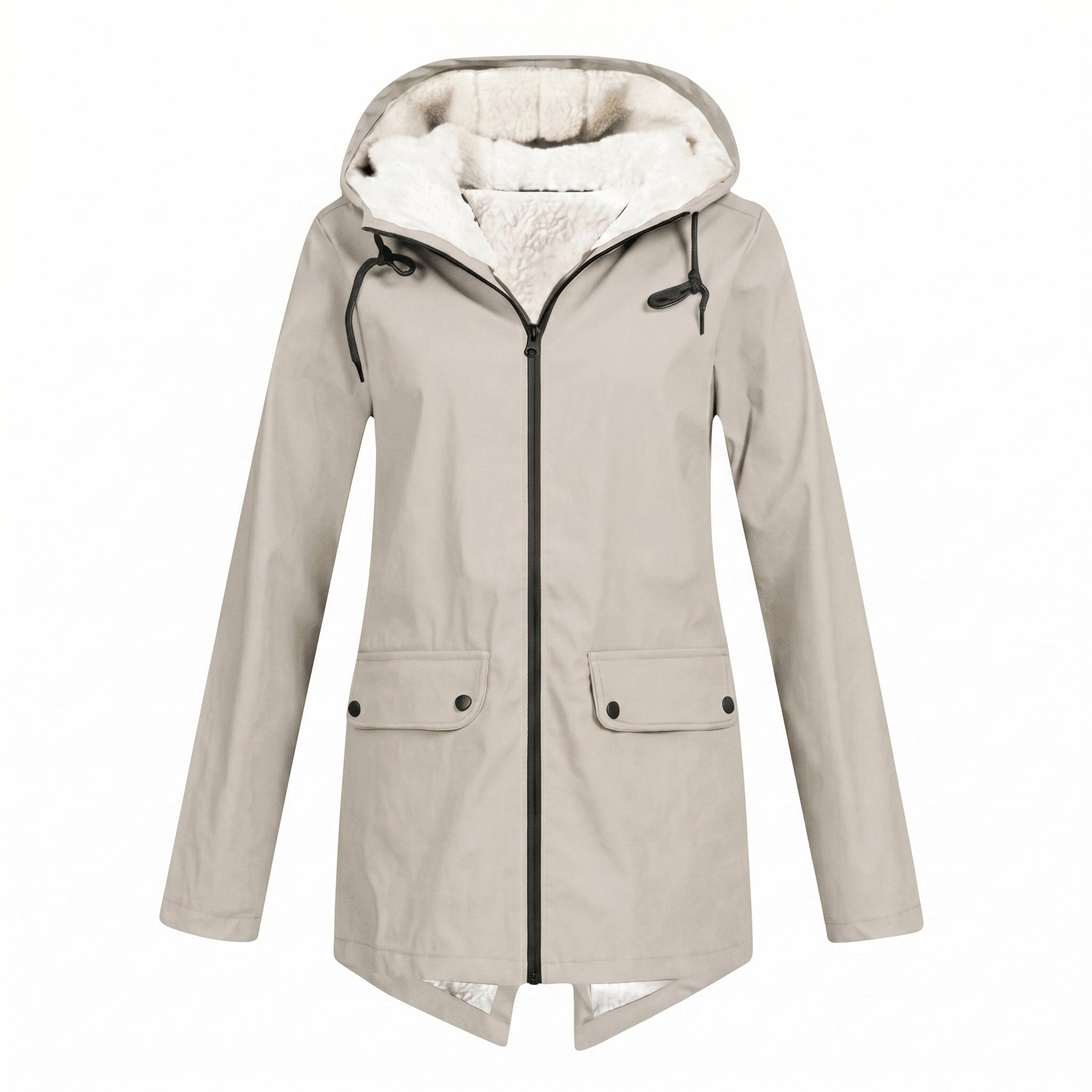 Women's waterproof rain jacket featuring an adjustable hood, designed for windproof and breathable comfort, perfect for everyday wear in all weather conditions. 3