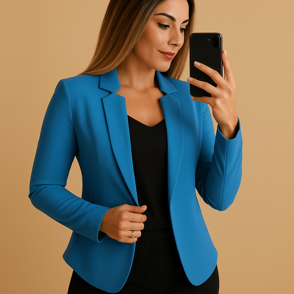 Women's white blazer with lapel collar, perfect lightweight jacket for spring and summer, featuring a stylish design ideal for casual and formal occasions. 1