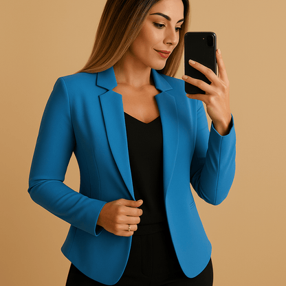 Women's white blazer with lapel collar, perfect lightweight jacket for spring and summer, featuring a stylish design ideal for casual and formal occasions. 1