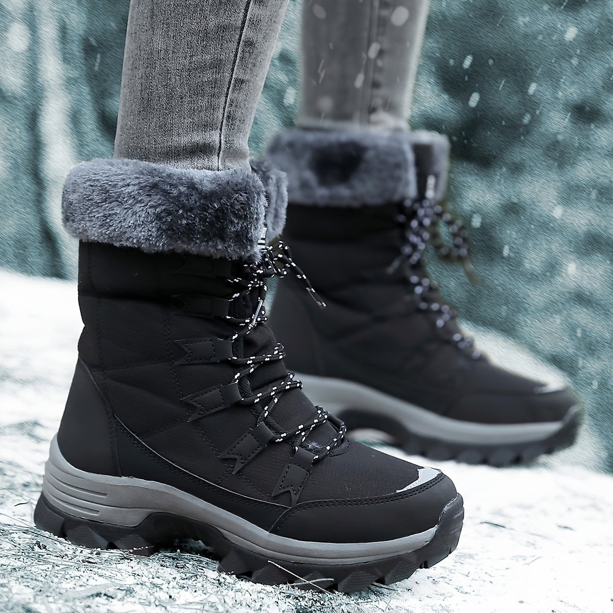 Women's winter boots featuring a soft lining and non-slip sole, designed for durability and comfort in cold weather outdoor activities. 7