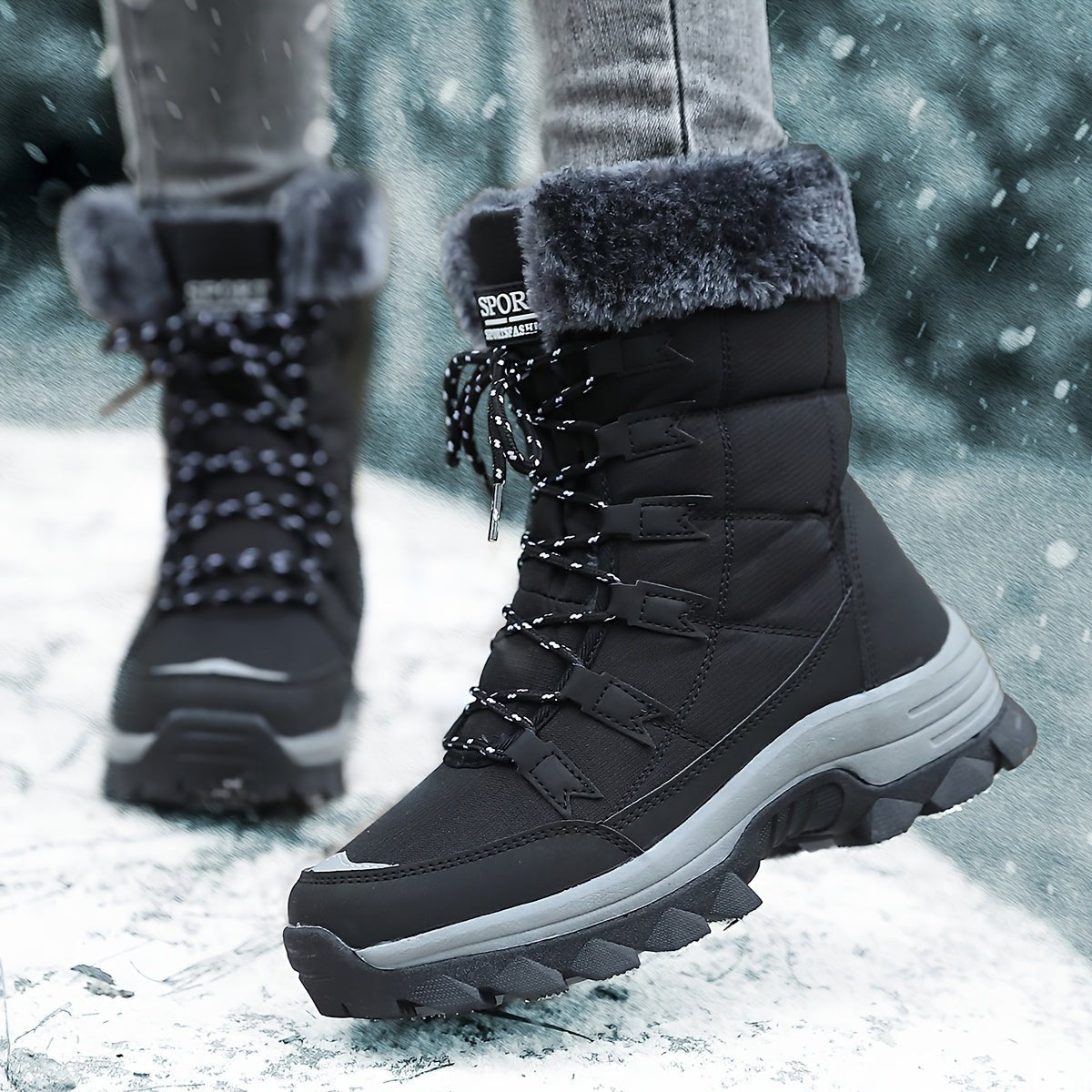 Women's winter boots featuring a soft lining and non-slip sole, designed for durability and comfort in cold weather outdoor activities. 8