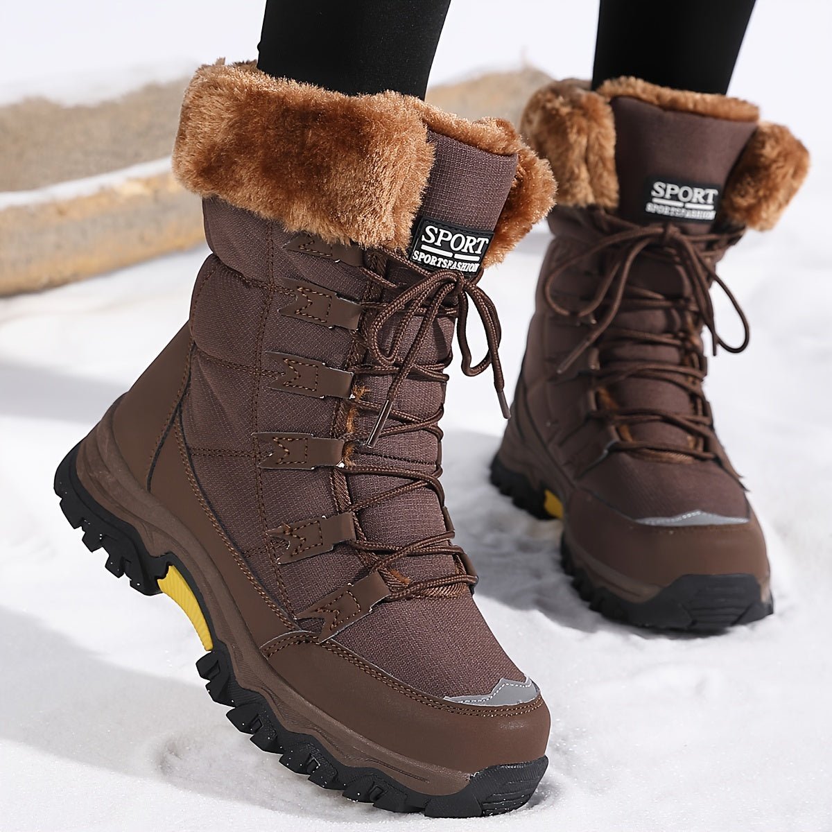 Women's winter boots featuring a soft lining and non-slip sole, designed for durability and comfort in cold weather outdoor activities. 3